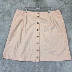 Madewell Skirt Womens 22 Peach Button Front A Line High Waist Casual Plus Size